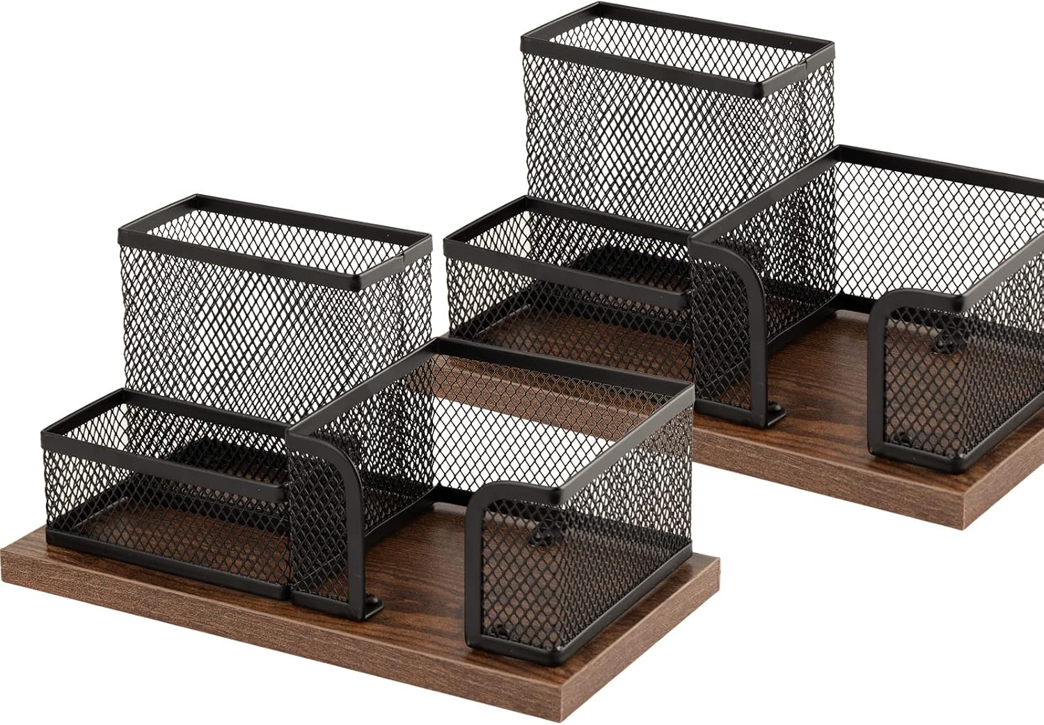 Antique Wood & Mesh Pen Holder - Office Organization Marvel