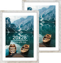 20x28 Picture Frame Set of 2 Distressed White Wood Style - Rustic Wall