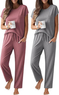 Pajamas for Women 2-Pack Cap Sleeve Top and Pants - Soft Sleepwear Set