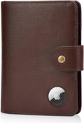 Leather Passport Holder for Men and Women (Coffee, AirTag Snap Slot)