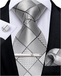 DiBanGu Plaid Silk Tie Set for Men - Complete Gift Box