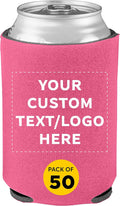 Custom Collapsible Beer Can Coolers Set of 50 - Neon Pink