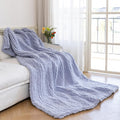 Chunky Knit Blanket Grey 50 x 60 - Luxury Soft Chenille Throw