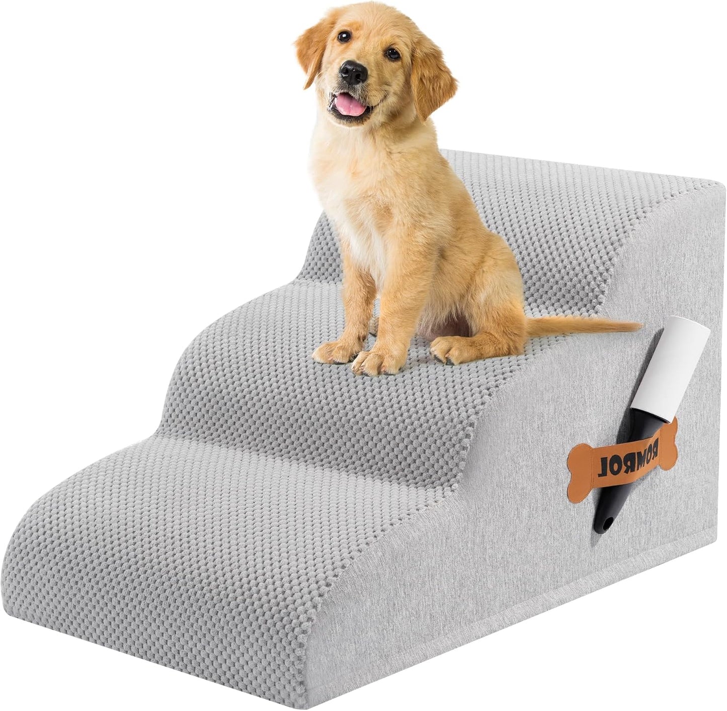 Romrol Dog Stairs Ramp for High Beds and Couches, 3-Step
