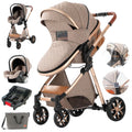 3 in 1 Baby Stroller Travel System Combo Set - High View Foldable Pram