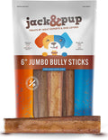 Jack&Pup 6-inch Pizzle Sticks for Dogs 12 Pack - Odor Free Chews