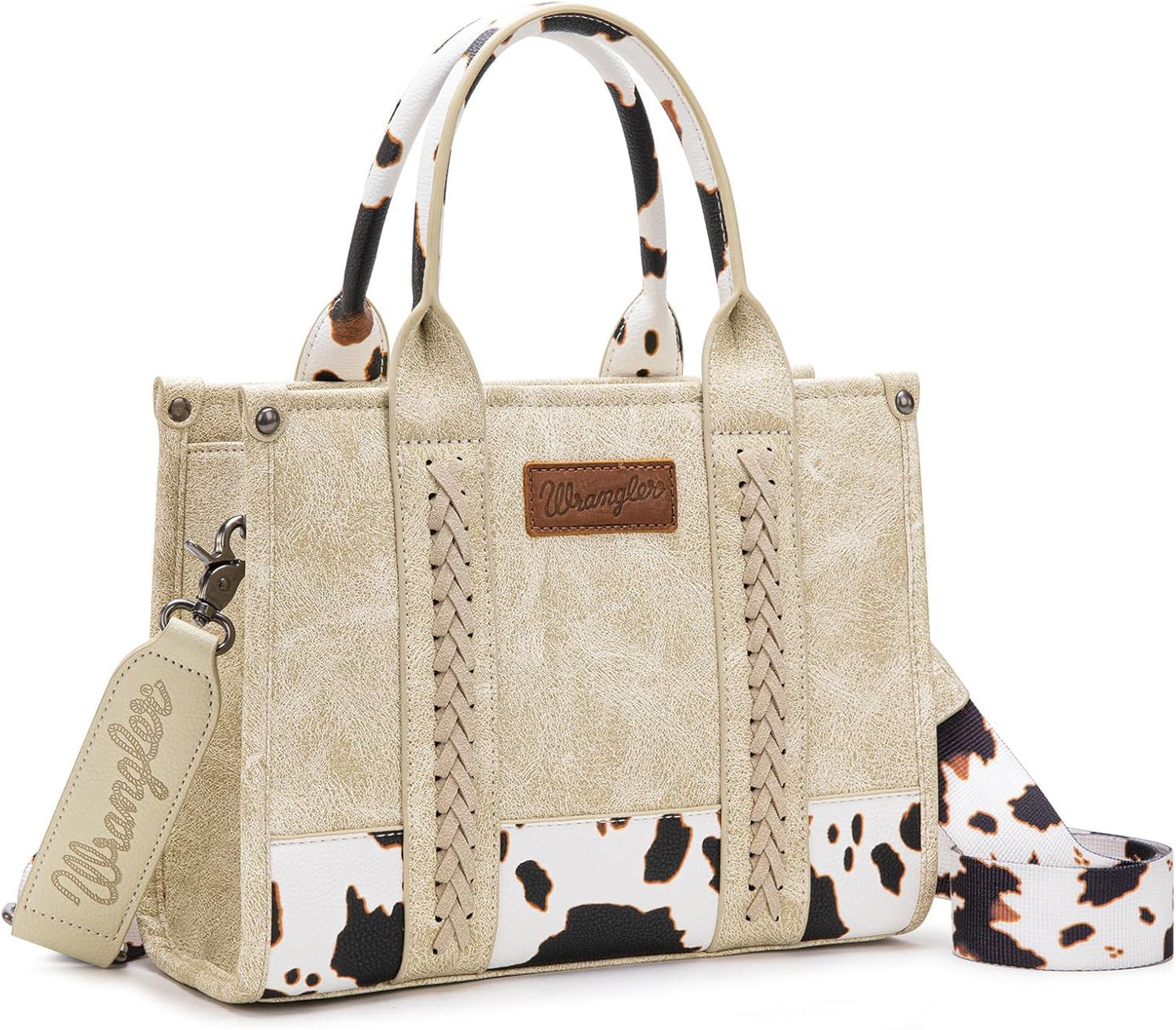 Montana West Wrangler Tote Bag for Women with Cow Print Design