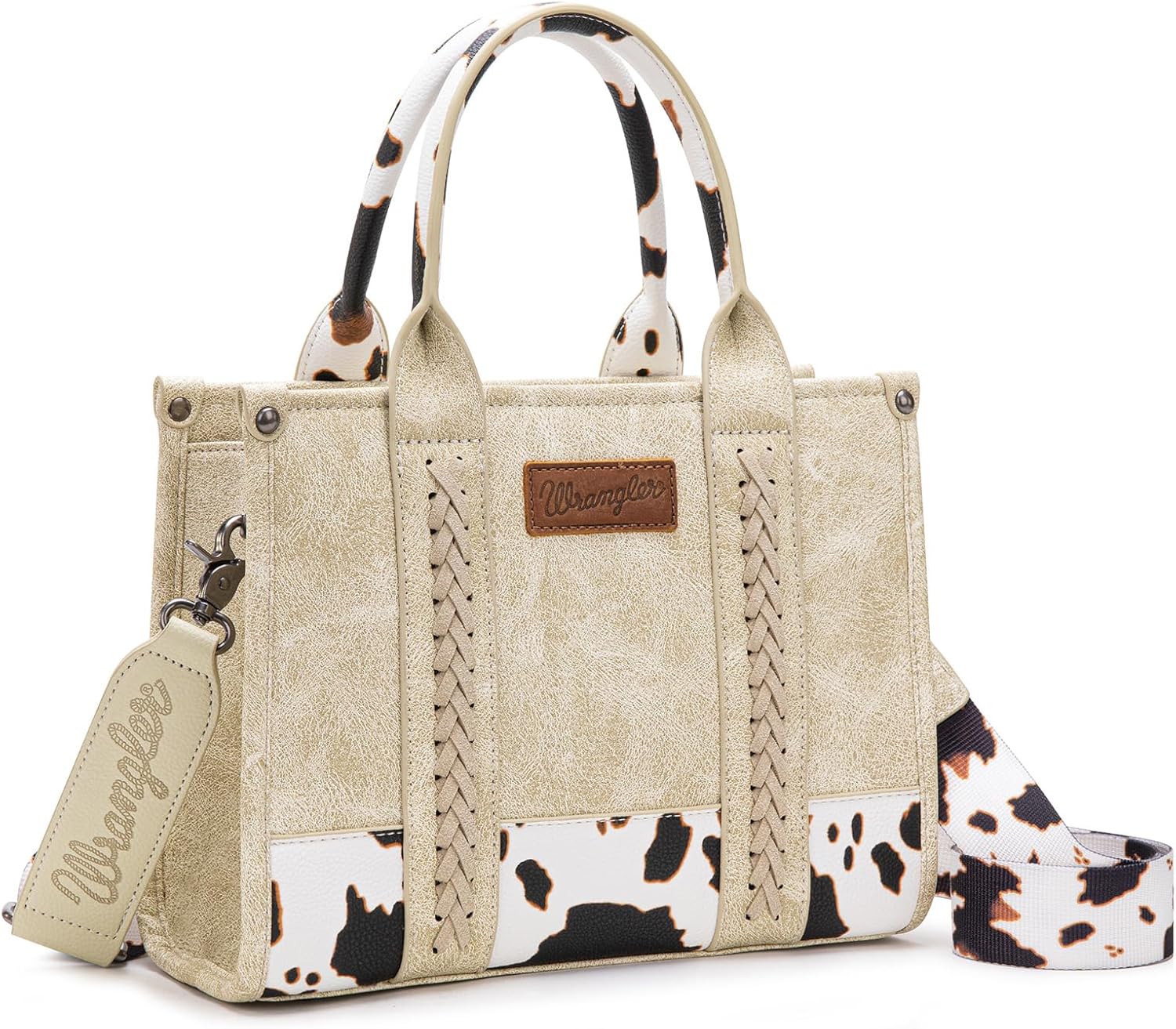Montana West Wrangler Tote Bag for Women with Cow Print Design