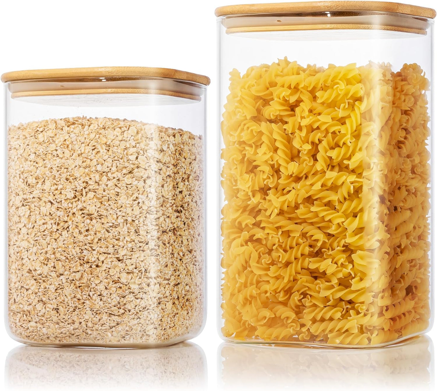 Extra Large Square Glass Storage Containers with Bamboo Lids