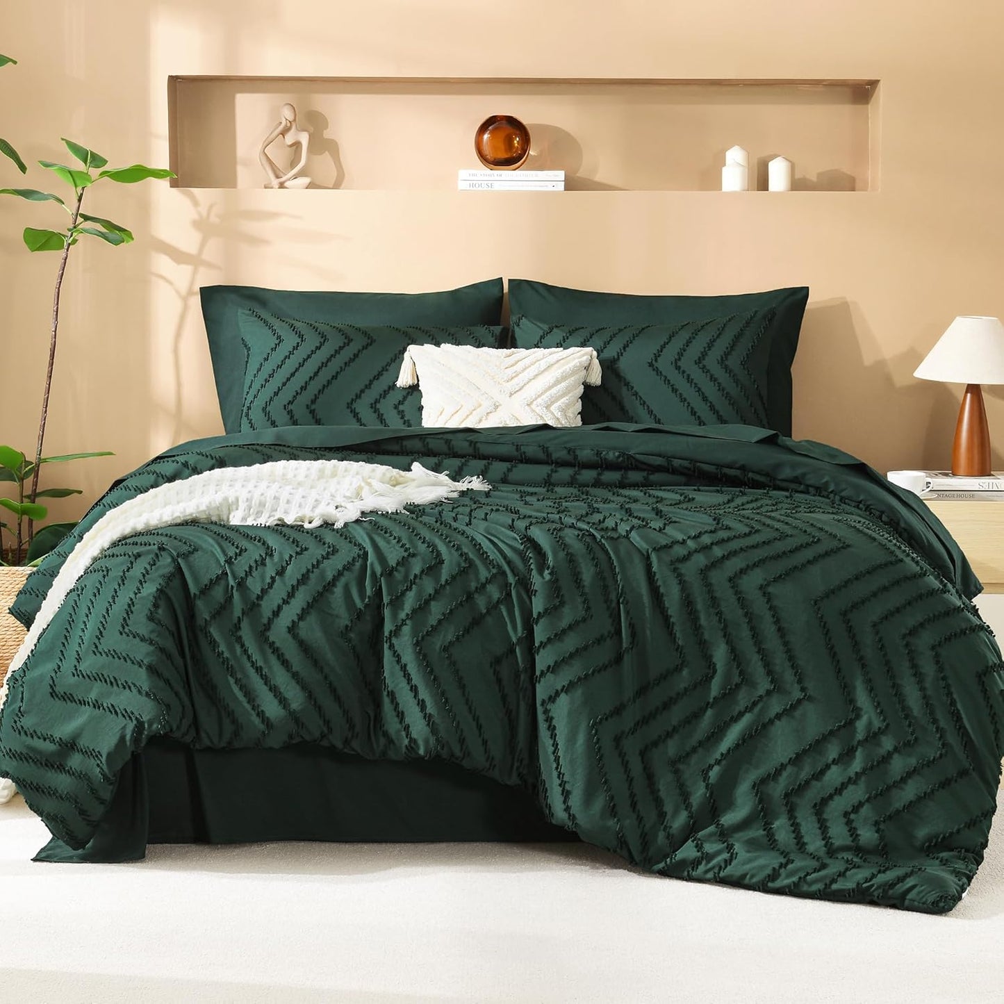 Oversized King Size Comforter Set with Sheets in Dark Emerald
