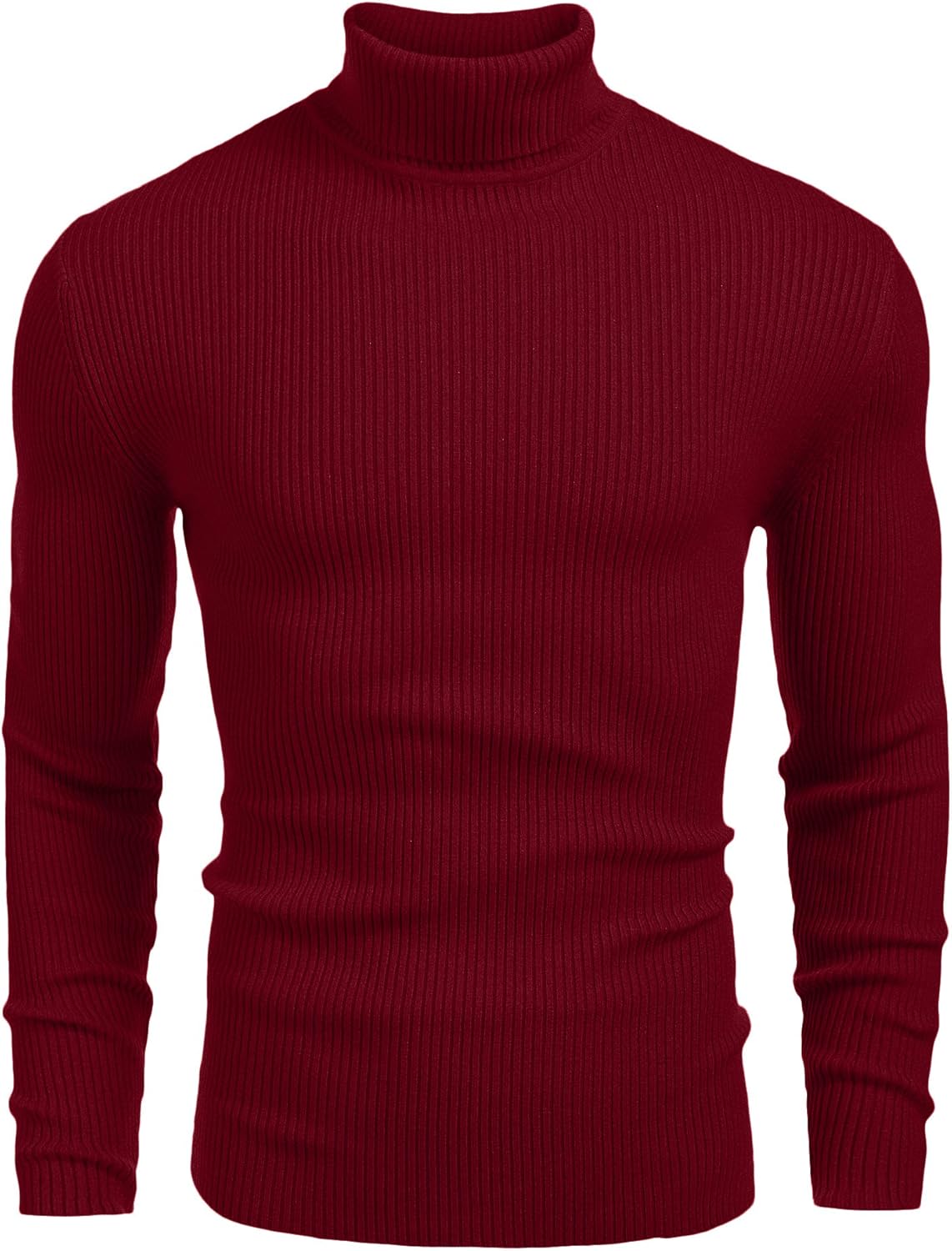 COOFANDY Mens Ribbed Slim Fit Knitted Pullover Turtleneck Sweater