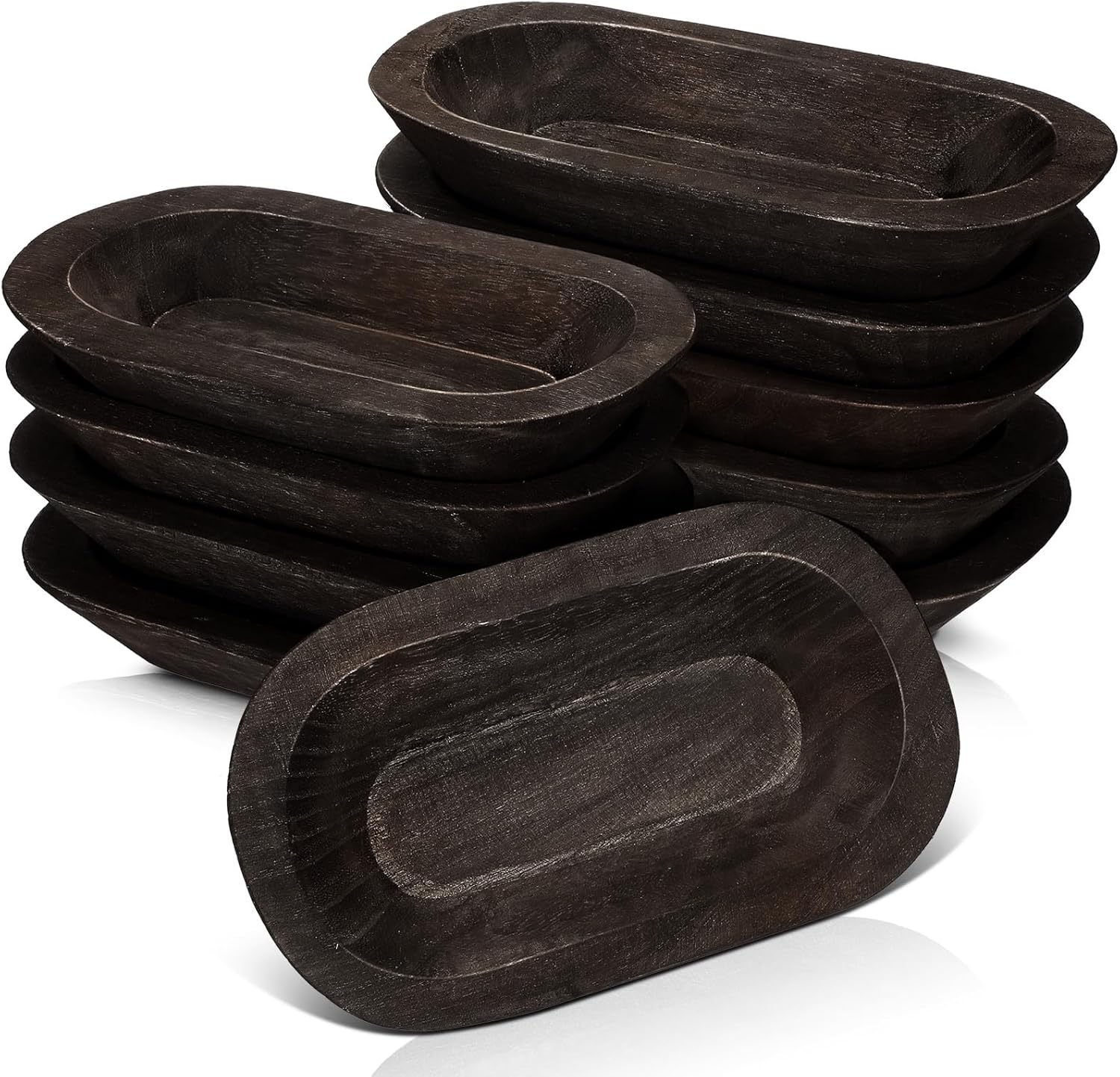 Rustic Wooden Dough Bowls Set of 10 for Home Crafts and Decor