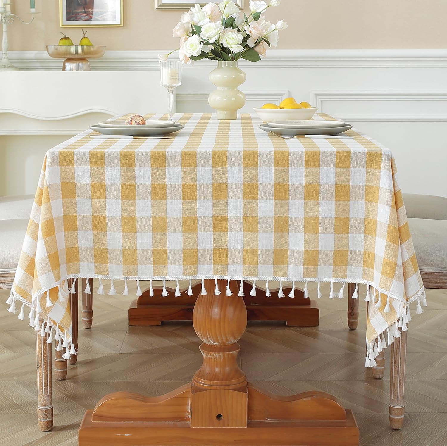 Laolitou Checkered Tablecloth Rectangle for Dining Room