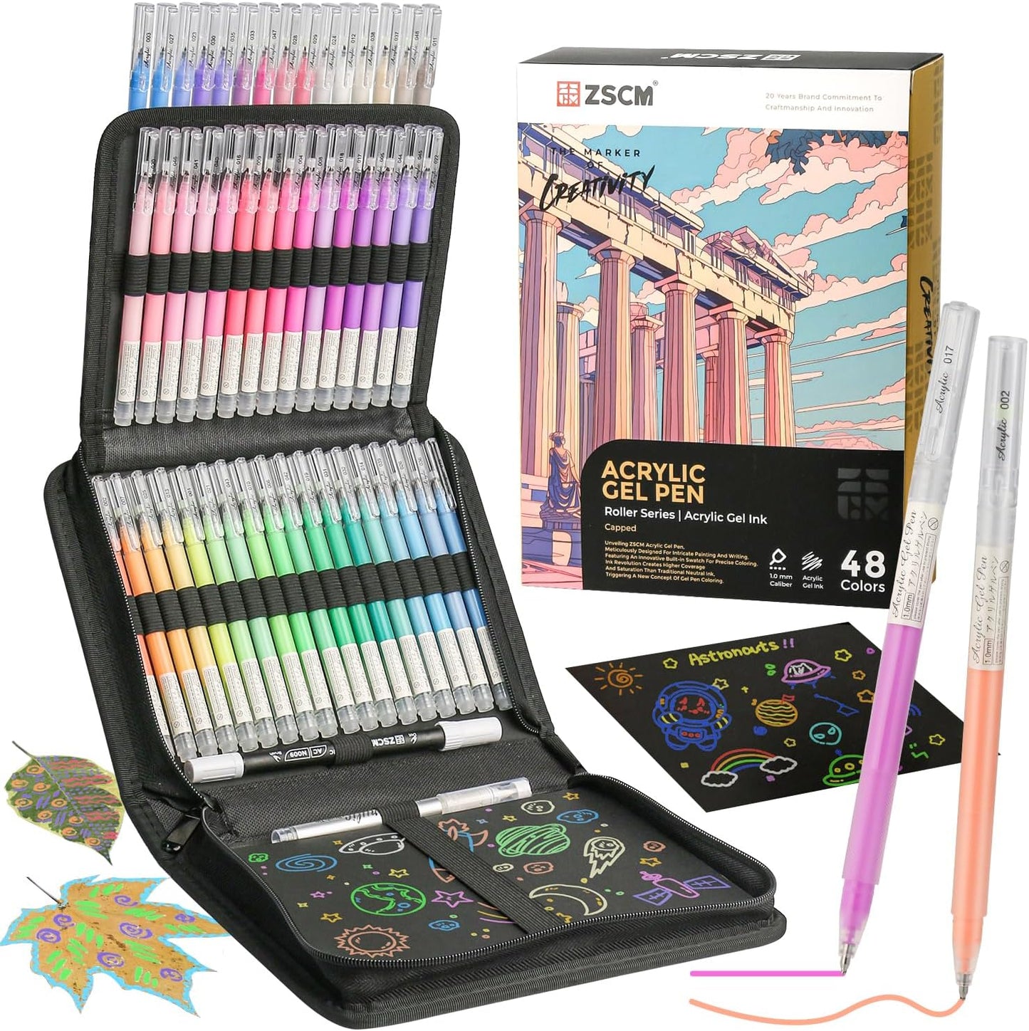 48 Colors 3D Acrylic Gel Pens for Black Paper Drawing