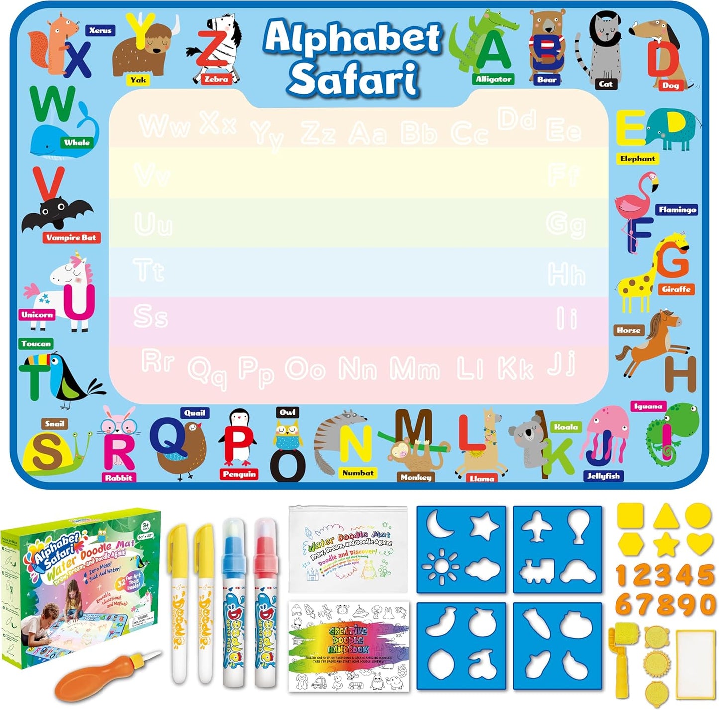 Reusable Neon Water Doodle Mat - Educational Fun!