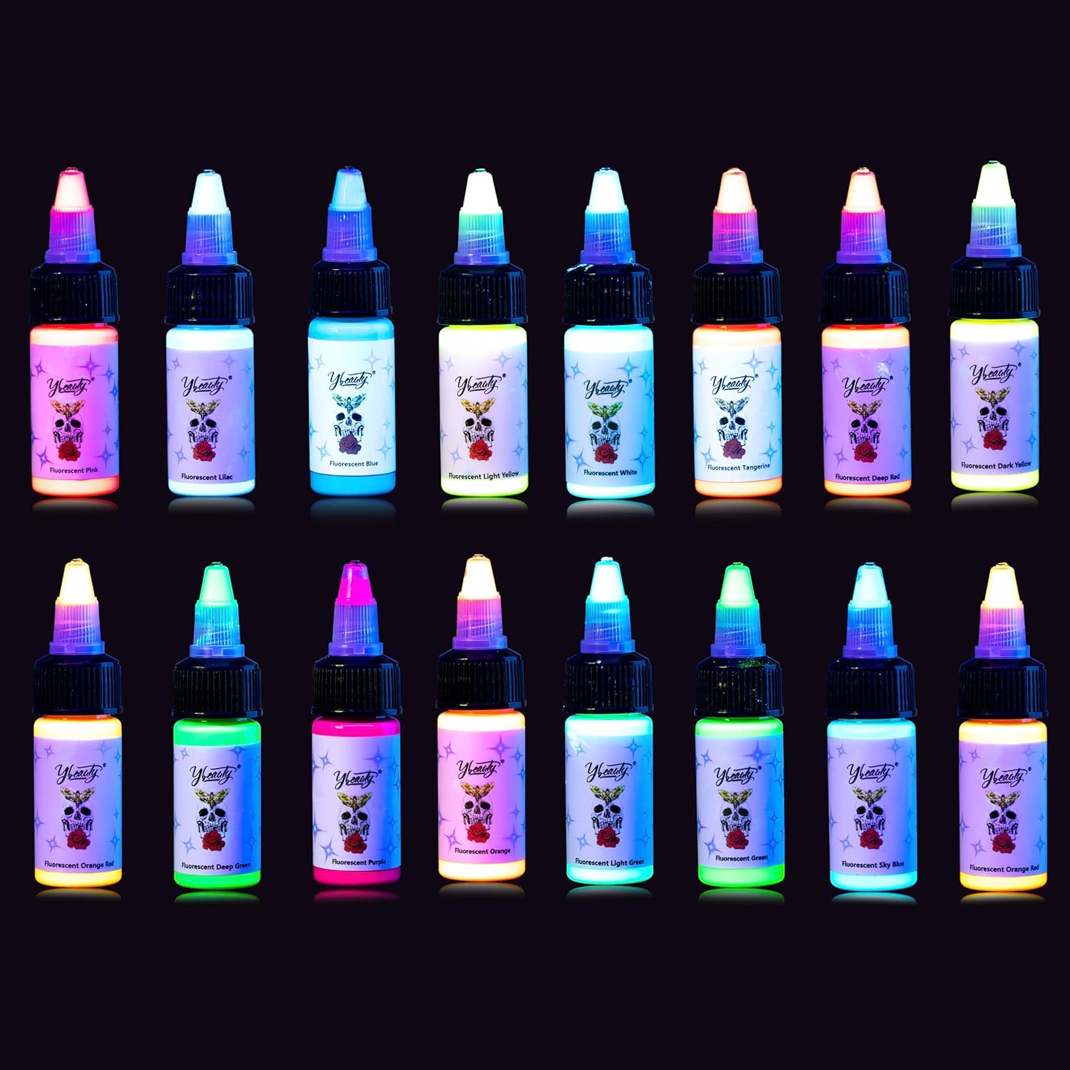 16 Color Tattoo Ink Set for Professional Fluorescent Tattoos