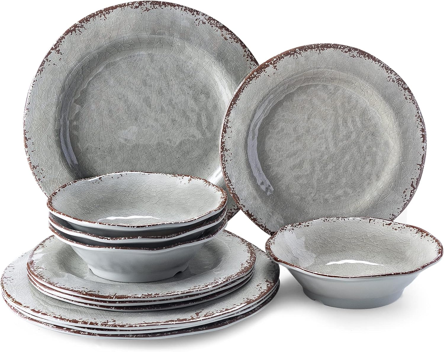 LEHAHA Farmhouse Melamine Dishes Set for Indoor and Outdoor Use