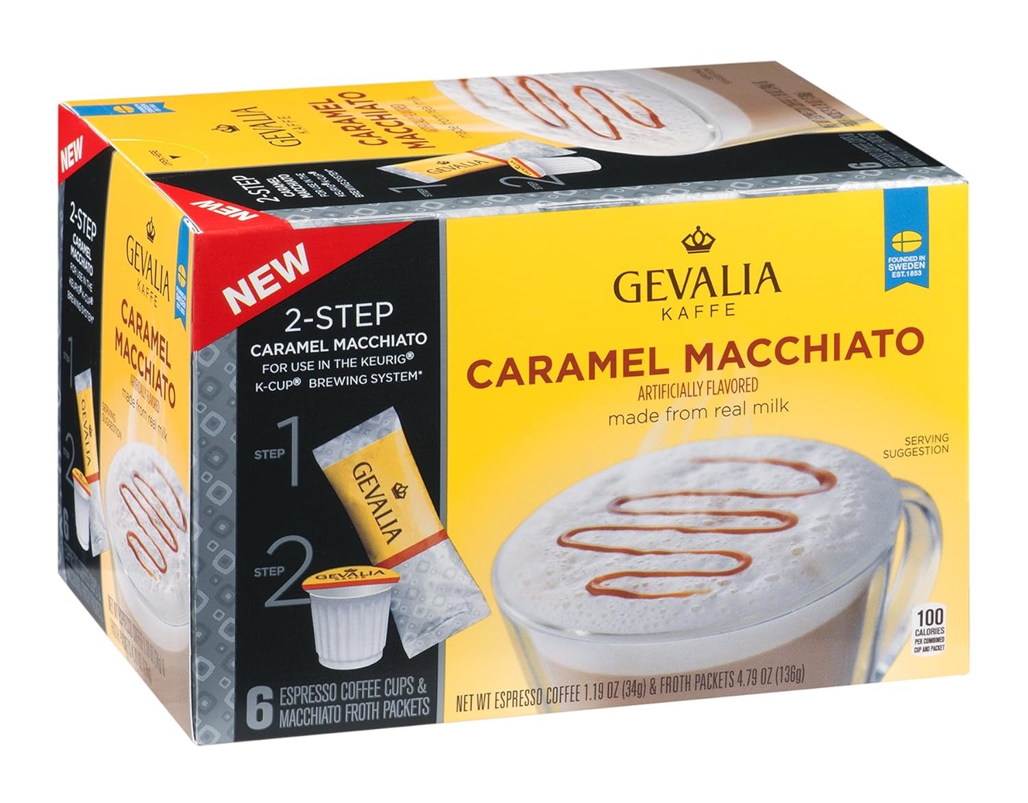 Gevalia Caramel Macchiato K-Cup Pods with Froth Packets