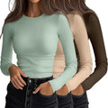 Stylish Ribbed Long Sleeve Tops for Women by Ficerd for Layering