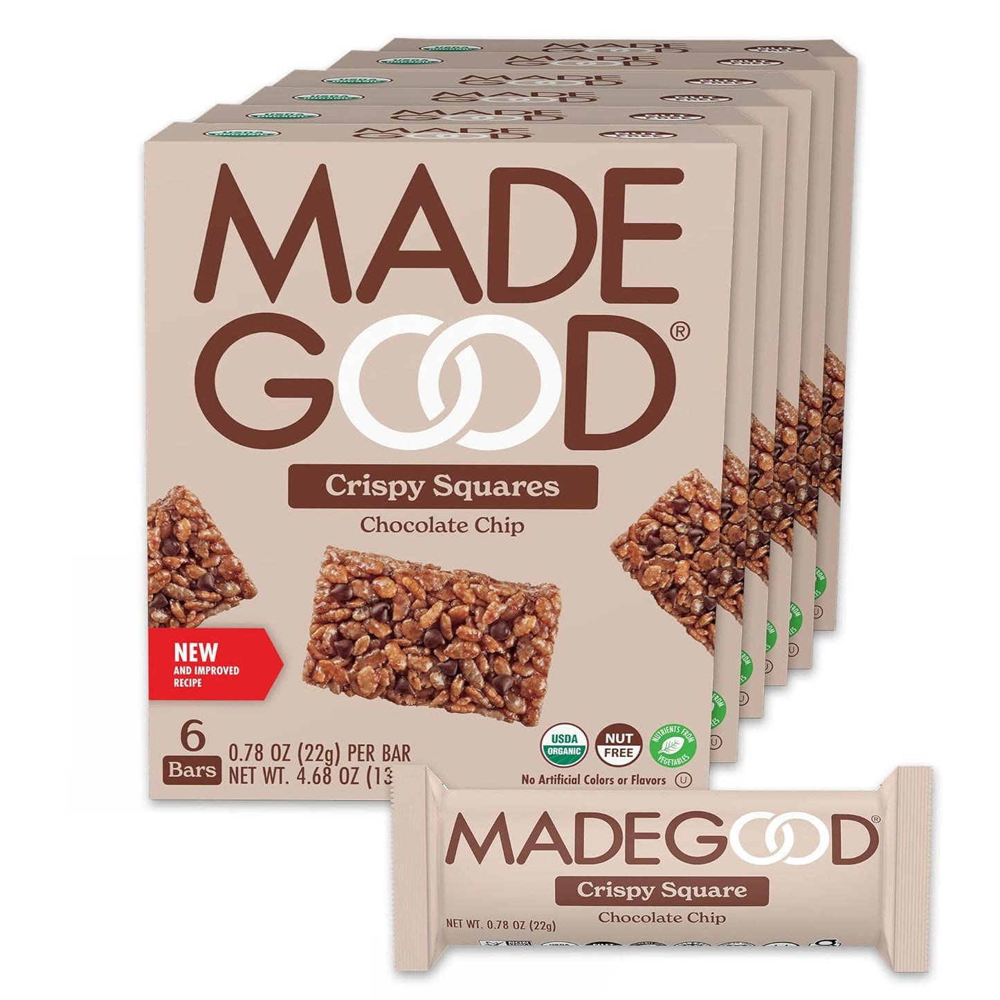 MadeGood Chocolate Chip Crispy Squares - Gluten Free Snacks