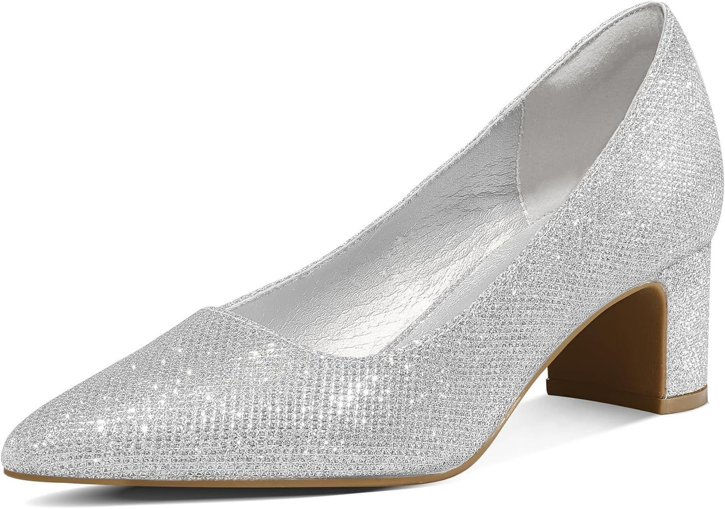 mysoft Women's Pointed Toe Pumps with 2 Inch Chunky Block Heels