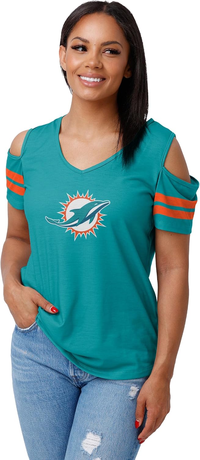 FOCO Women's NFL Ladies Fashion Cold Shoulder Top Shirt Review