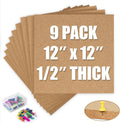 Cork Board Bulletin Board 12x12 Tiles 9 Pack - Self Adhesive Pinboard