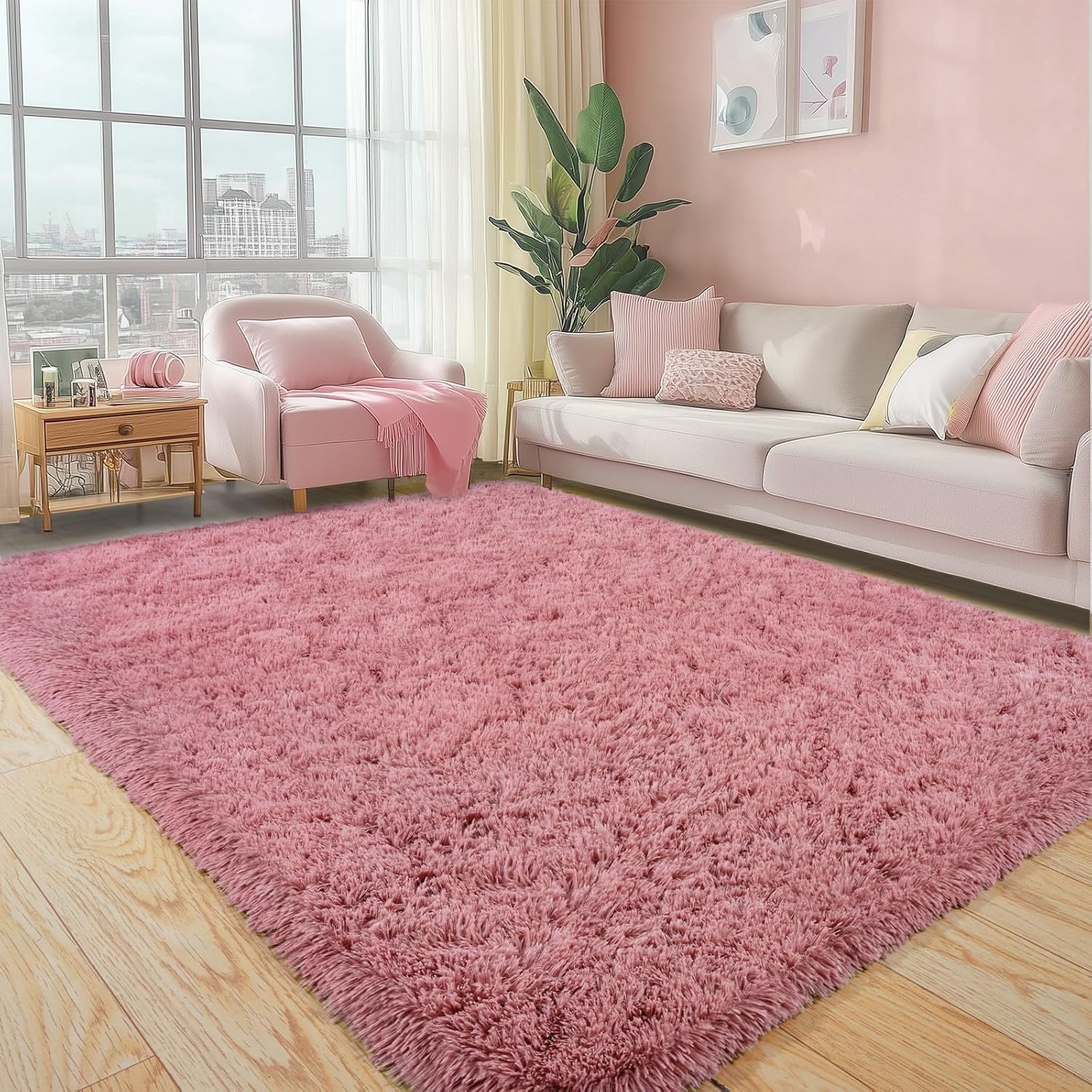 Large Soft Shag Area Rug 6x9 Feet for Living Room and Bedroom