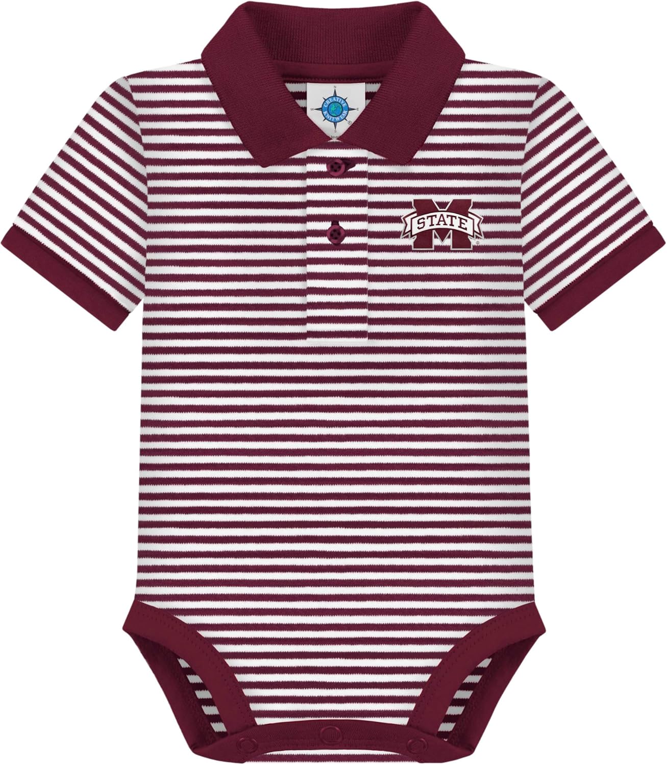 Creative Knitwear College Baby Striped Polo Bodysuit for Infants