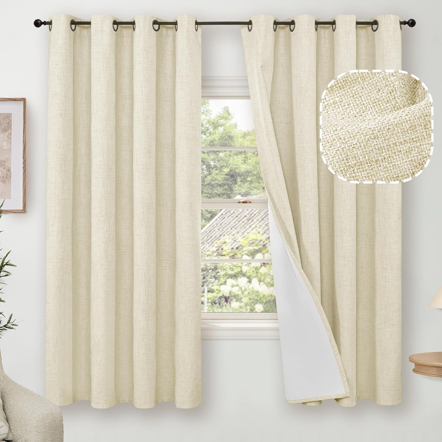 100% Blackout Curtains for Bedroom - Thermal Insulated Linen