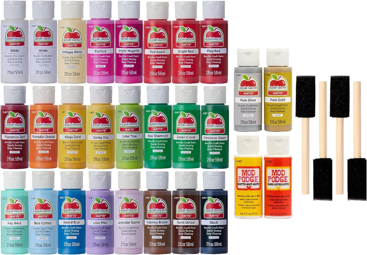 Apple Barrel Holiday DIY Paint Set, 32 Pcs, Multi Colors