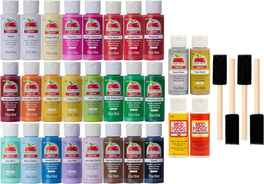 Apple Barrel Holiday DIY Paint Set, 32 Pcs, Multi Colors