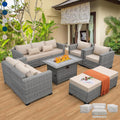 Rattaner 7 PCS Outdoor Patio Furniture Set with 45-in Fire Pit - Cozy