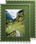 11x14 Wavy Picture Frame With Mat For 8x10 - Green 2 Pack