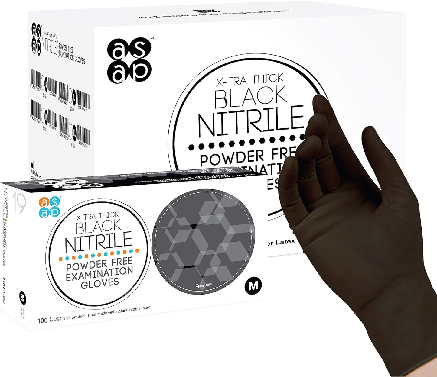ASAP Black Nitrile Gloves - Disposable, Latex Free, 4 Mil Safety
