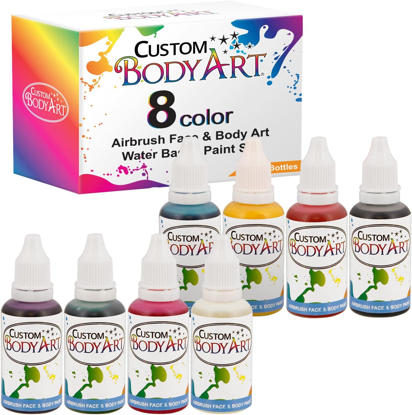 Vibrant 8-Color Airbrush Paint Set for Face & Body