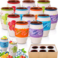 Gejoy 12 Pack 12oz Cantaritos de Barro Mexican Clay Cups - Party Ready