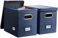 File Organizer Box Set of 2 - Collapsible Linen Letter/Legal Storage
