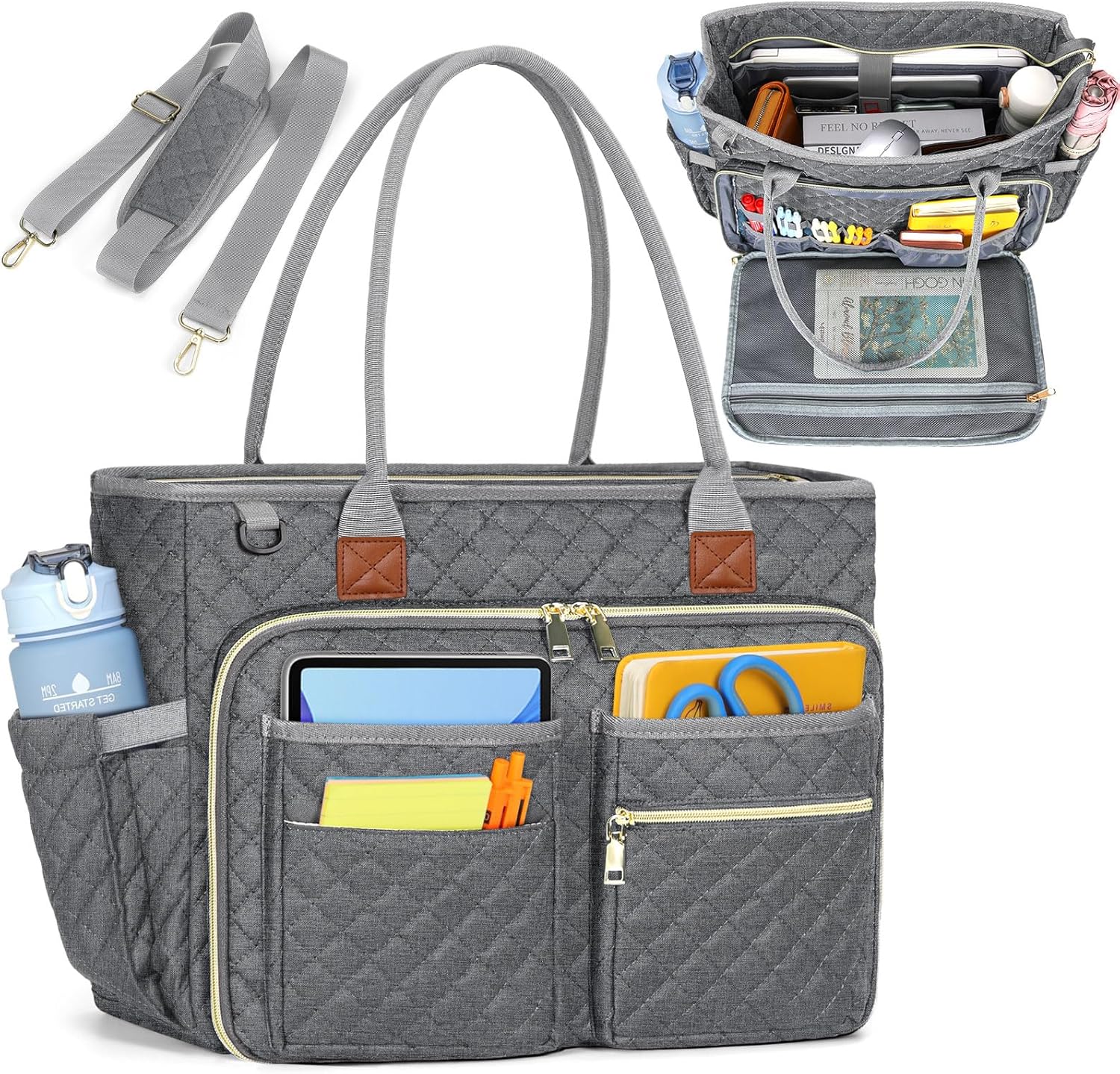Teacher Tote Bag for Women - RAINSMORE 15.6 inch Laptop Bag