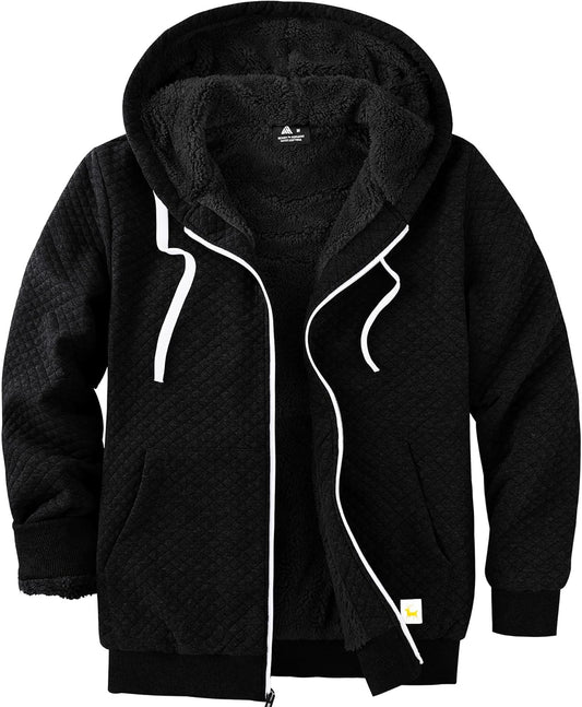 ZITY Men's Zip Up Hoodie Sherpa Lined Heavyweight Jacket