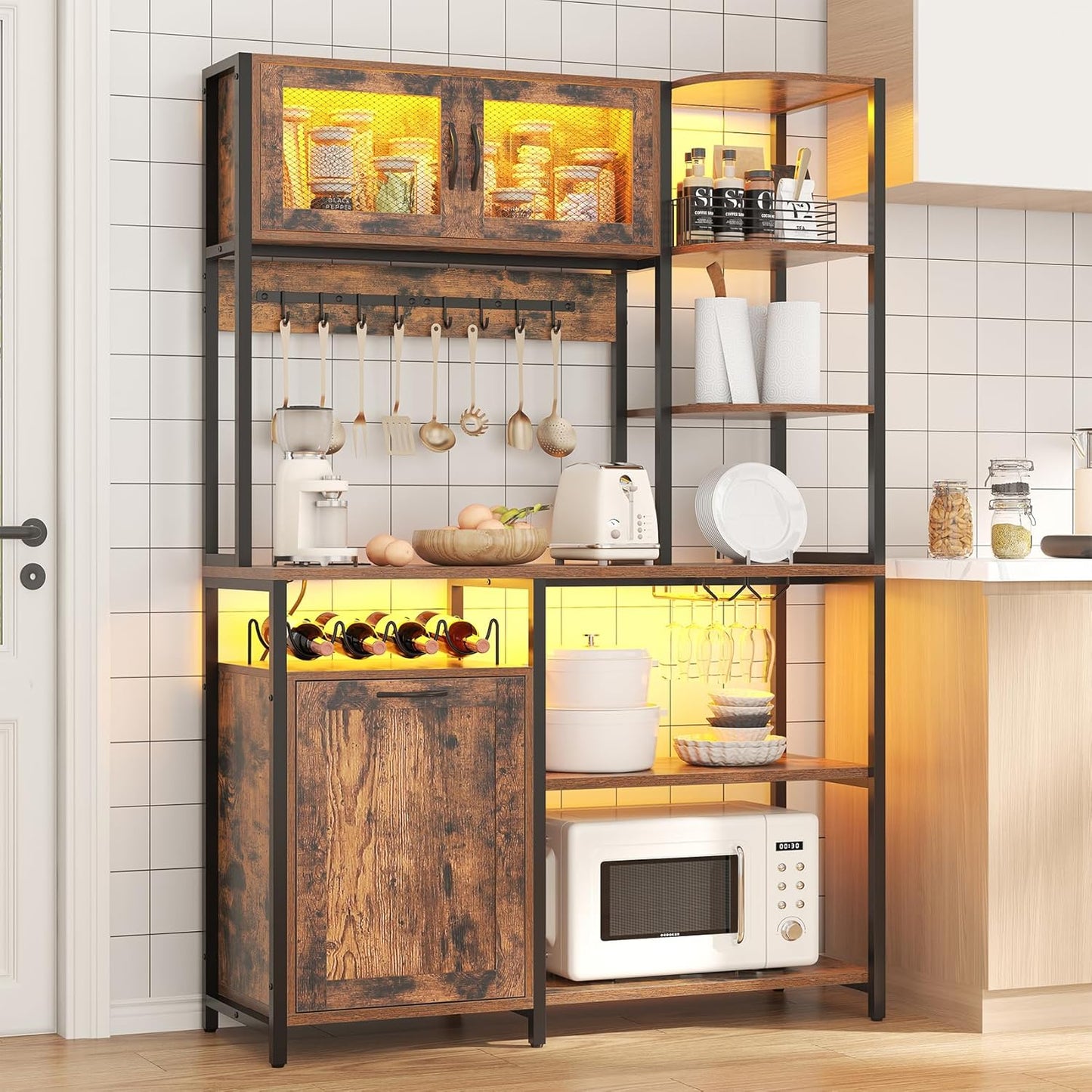 42.5 Industrial Bakers Rack with LED Light & Power Outlet