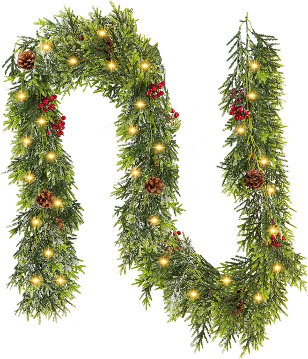 9FT Artificial Norfolk Pine Garland for Festive Indoor Decor