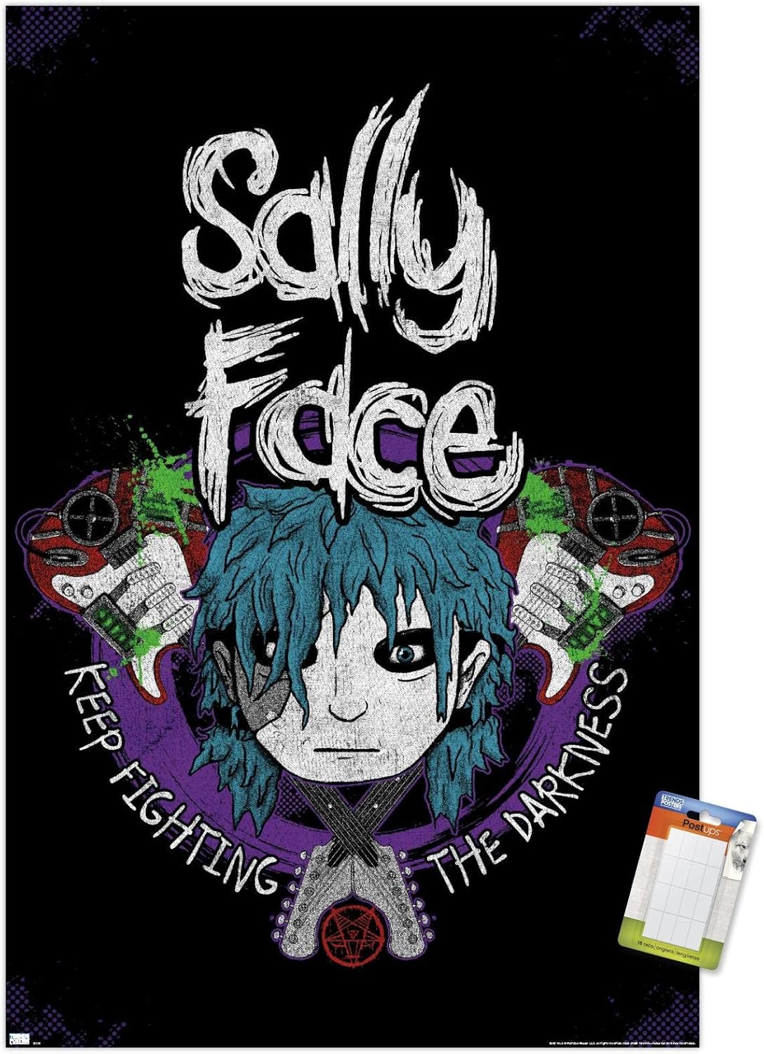 Sally Face Crossed Guitars Wall Poster - Premium Bundle