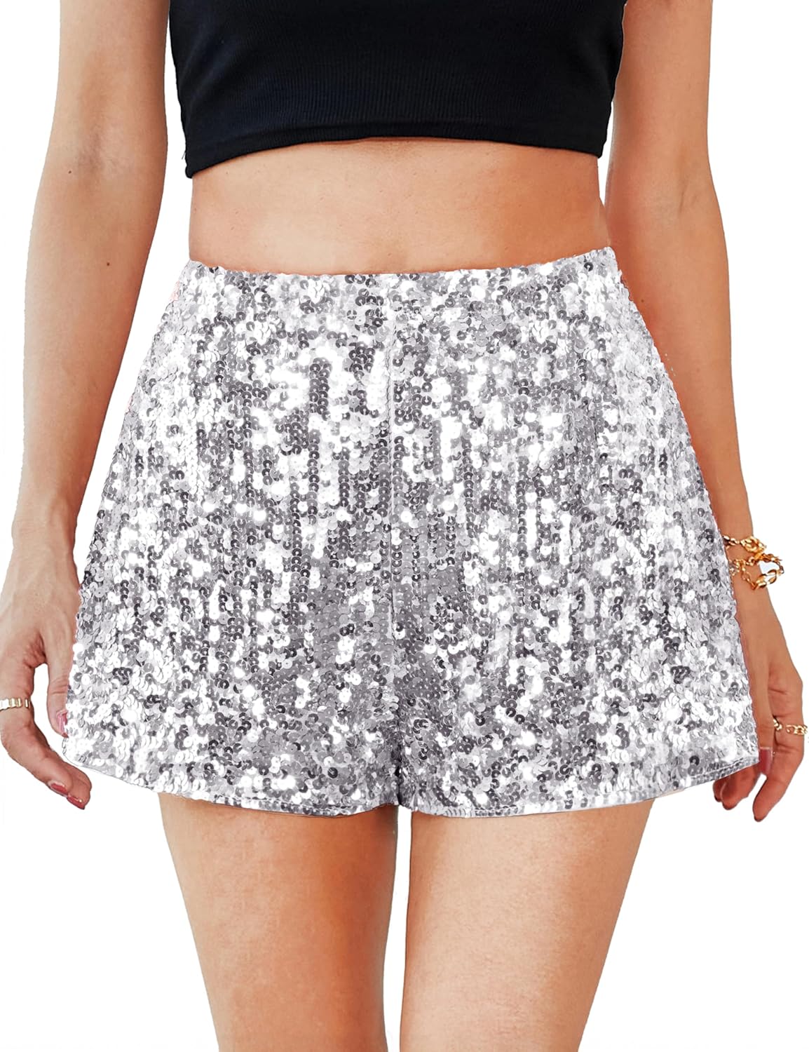 High Waisted Sequin Shorts for Glamorous Night Out Parties