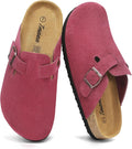 Cork Footbed Suede Clogs for Women - Memory Foam Orthopedic Comfort in