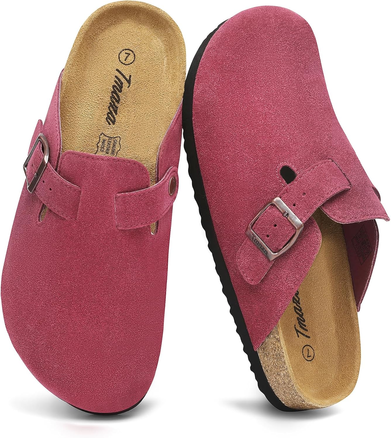 Cork Footbed Suede Clogs for Women with Arch Support Comfort