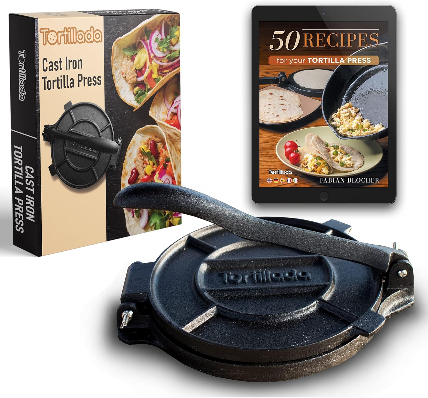 Tortillada Premium Cast Iron Tortilla Press for Delicious Meals