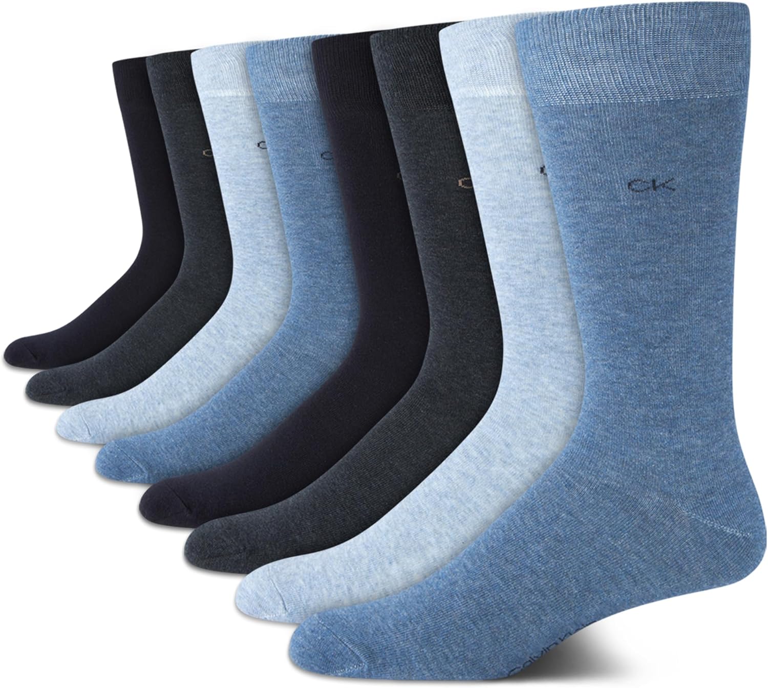 Calvin Klein Mens Dress Socks - 8 Pack Breathable Cotton Blend