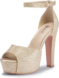 Platform Chunky High Heels Dress Sandals Peep Toe Ankle Strap Jewelry