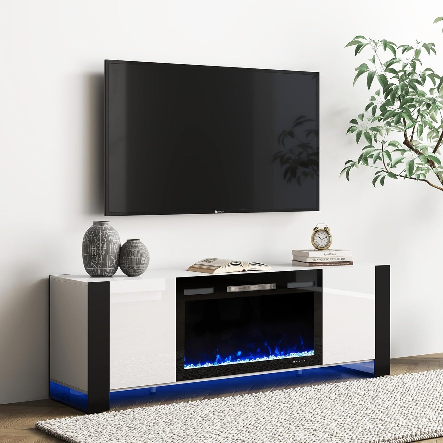 Real Relax 70 Electric Fireplace TV Stand: Stylish & Spacious.